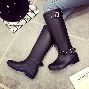 Women gumboots black galoshes horse boots